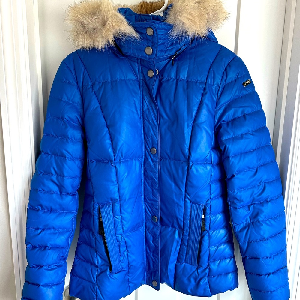 Marc New York- Andrew Marc Blue Puffer Coat w/ faux fur Hood (Small)